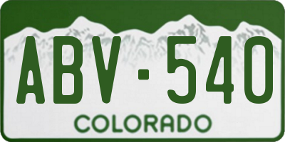 CO license plate ABV540