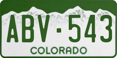 CO license plate ABV543