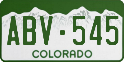 CO license plate ABV545