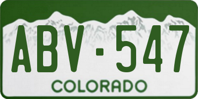 CO license plate ABV547