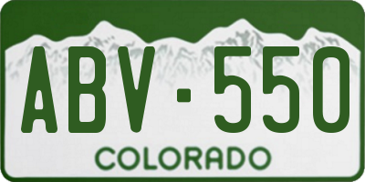 CO license plate ABV550