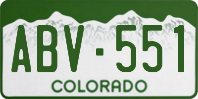 CO license plate ABV551