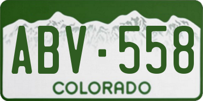 CO license plate ABV558
