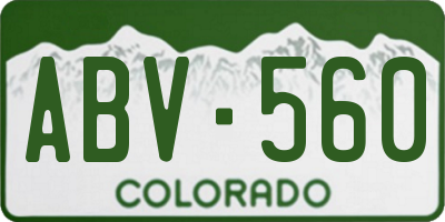 CO license plate ABV560