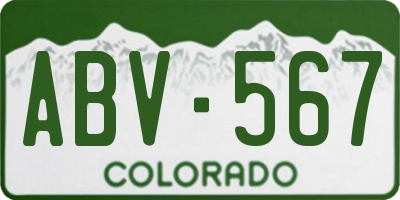CO license plate ABV567