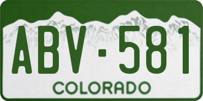 CO license plate ABV581