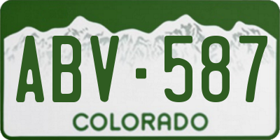 CO license plate ABV587