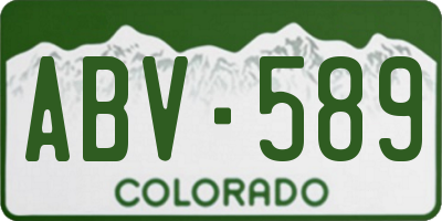 CO license plate ABV589