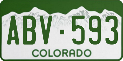 CO license plate ABV593