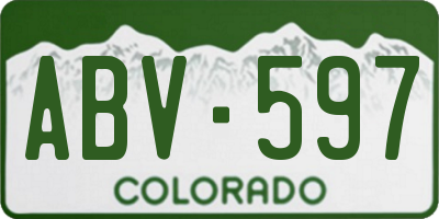 CO license plate ABV597