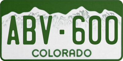 CO license plate ABV600