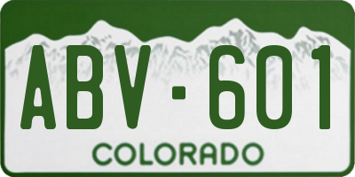 CO license plate ABV601