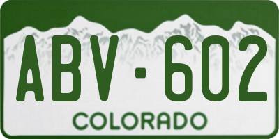 CO license plate ABV602