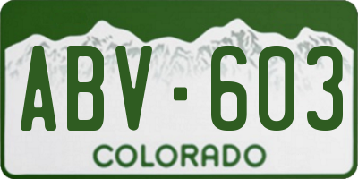 CO license plate ABV603