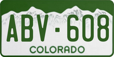 CO license plate ABV608