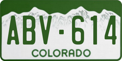 CO license plate ABV614