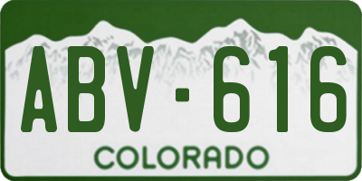 CO license plate ABV616