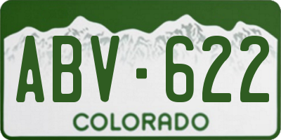 CO license plate ABV622