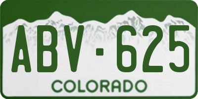 CO license plate ABV625