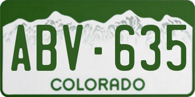 CO license plate ABV635