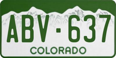 CO license plate ABV637