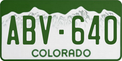CO license plate ABV640