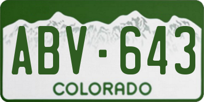 CO license plate ABV643