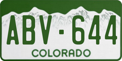 CO license plate ABV644