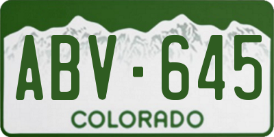 CO license plate ABV645