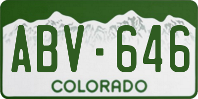 CO license plate ABV646