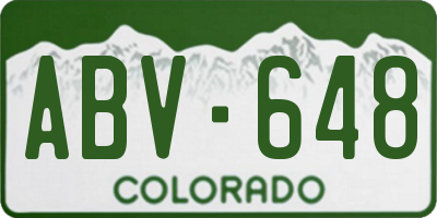 CO license plate ABV648