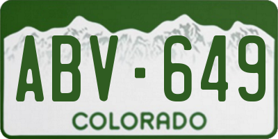 CO license plate ABV649