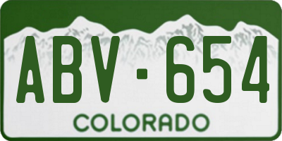 CO license plate ABV654