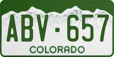 CO license plate ABV657