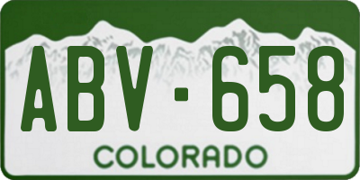 CO license plate ABV658