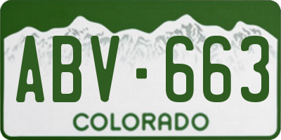 CO license plate ABV663