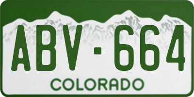 CO license plate ABV664