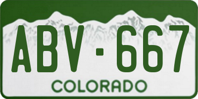 CO license plate ABV667