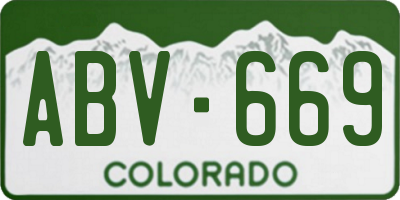 CO license plate ABV669
