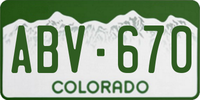 CO license plate ABV670