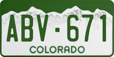 CO license plate ABV671