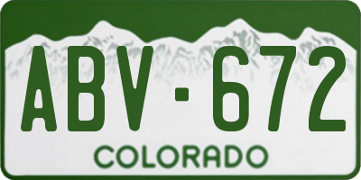 CO license plate ABV672