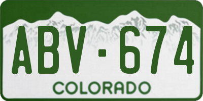 CO license plate ABV674