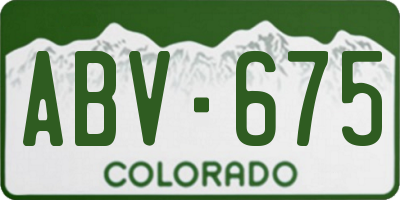 CO license plate ABV675