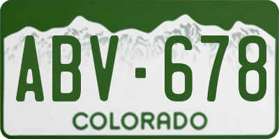 CO license plate ABV678