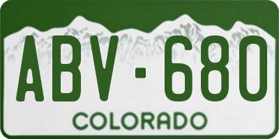 CO license plate ABV680