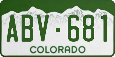 CO license plate ABV681