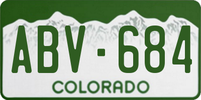 CO license plate ABV684