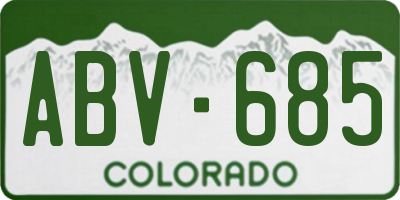 CO license plate ABV685