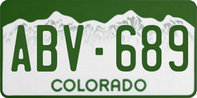 CO license plate ABV689